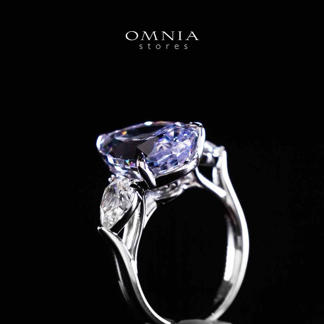 Omnia Nadira Light Purple and White Silver Ring In 925 Silver High Quality Certified Lab Crafted Stones