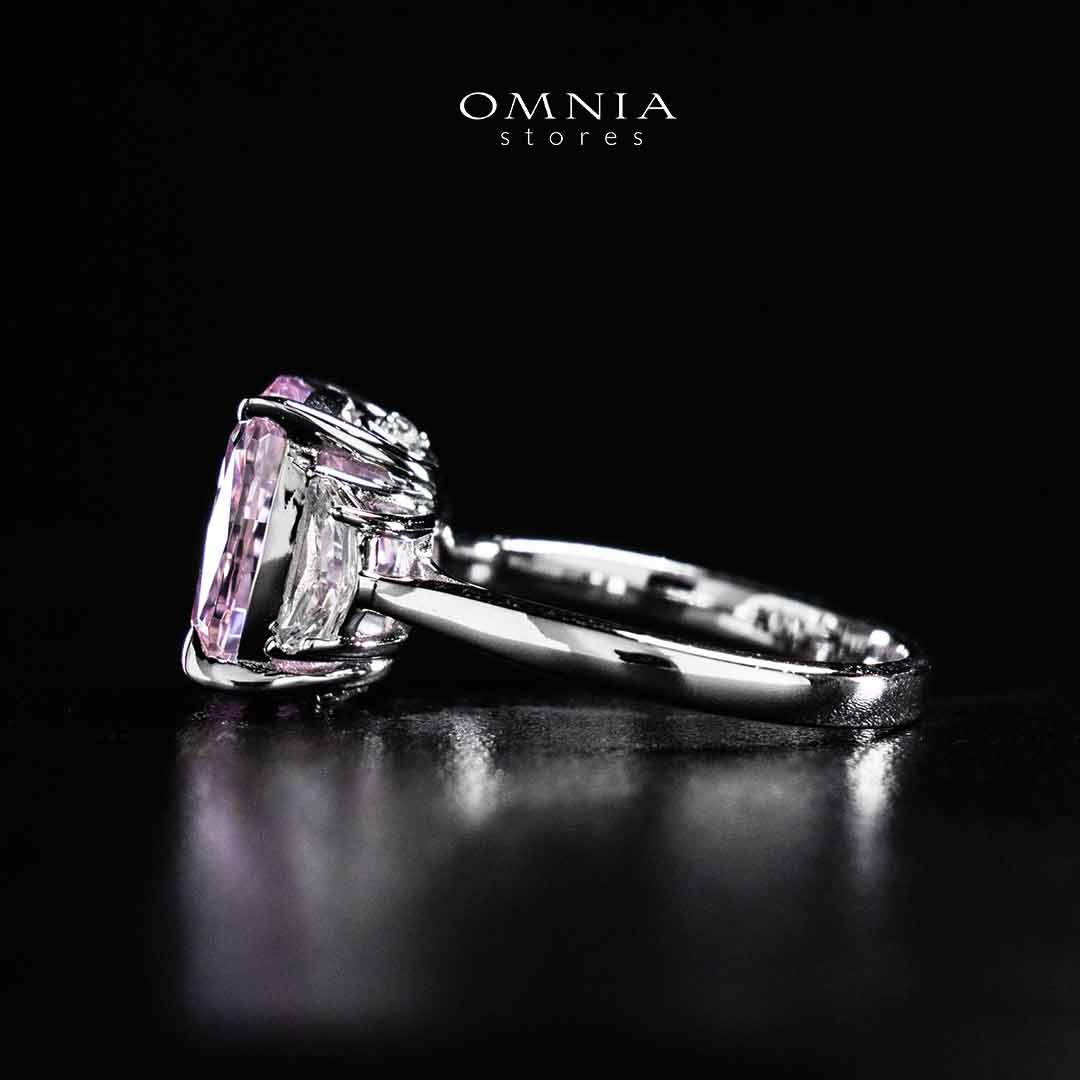 Omnia Safina Pink and White Silver Ring In 925 Silver High Quality Certified Lab Crafted Stones