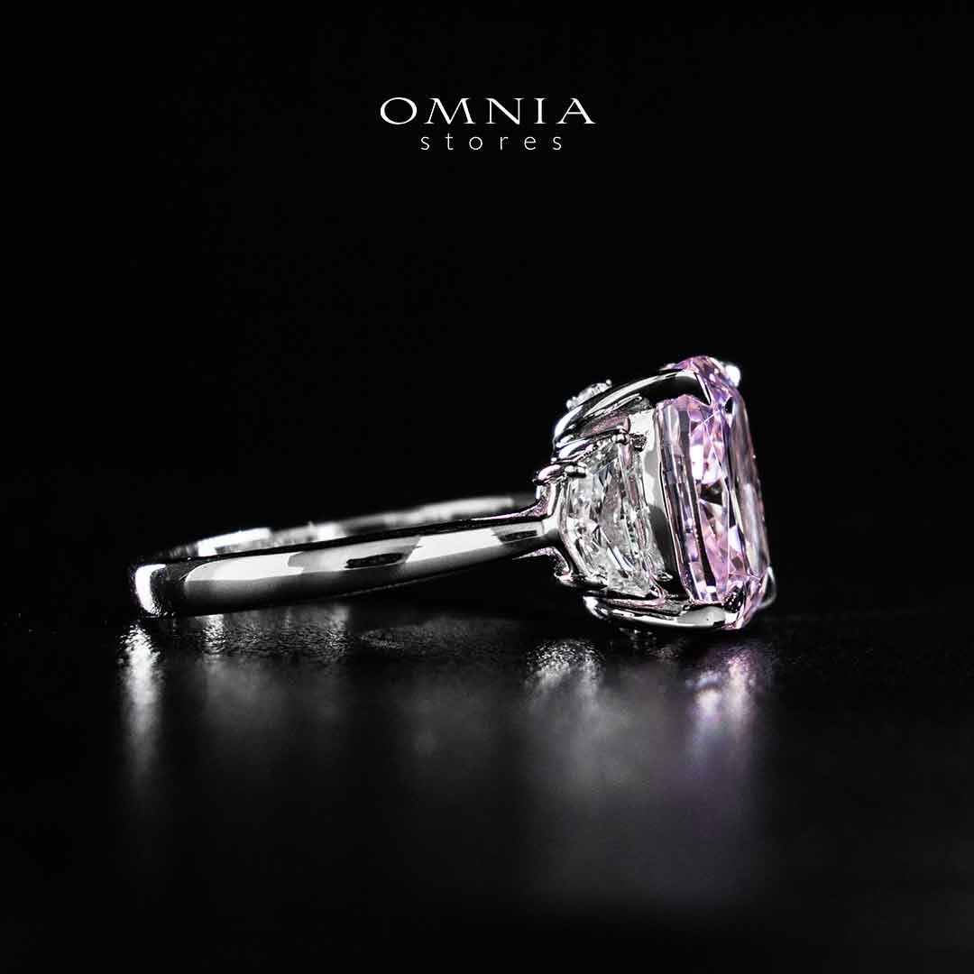 Omnia Safina Pink and White Silver Ring In 925 Silver High Quality Certified Lab Crafted Stones