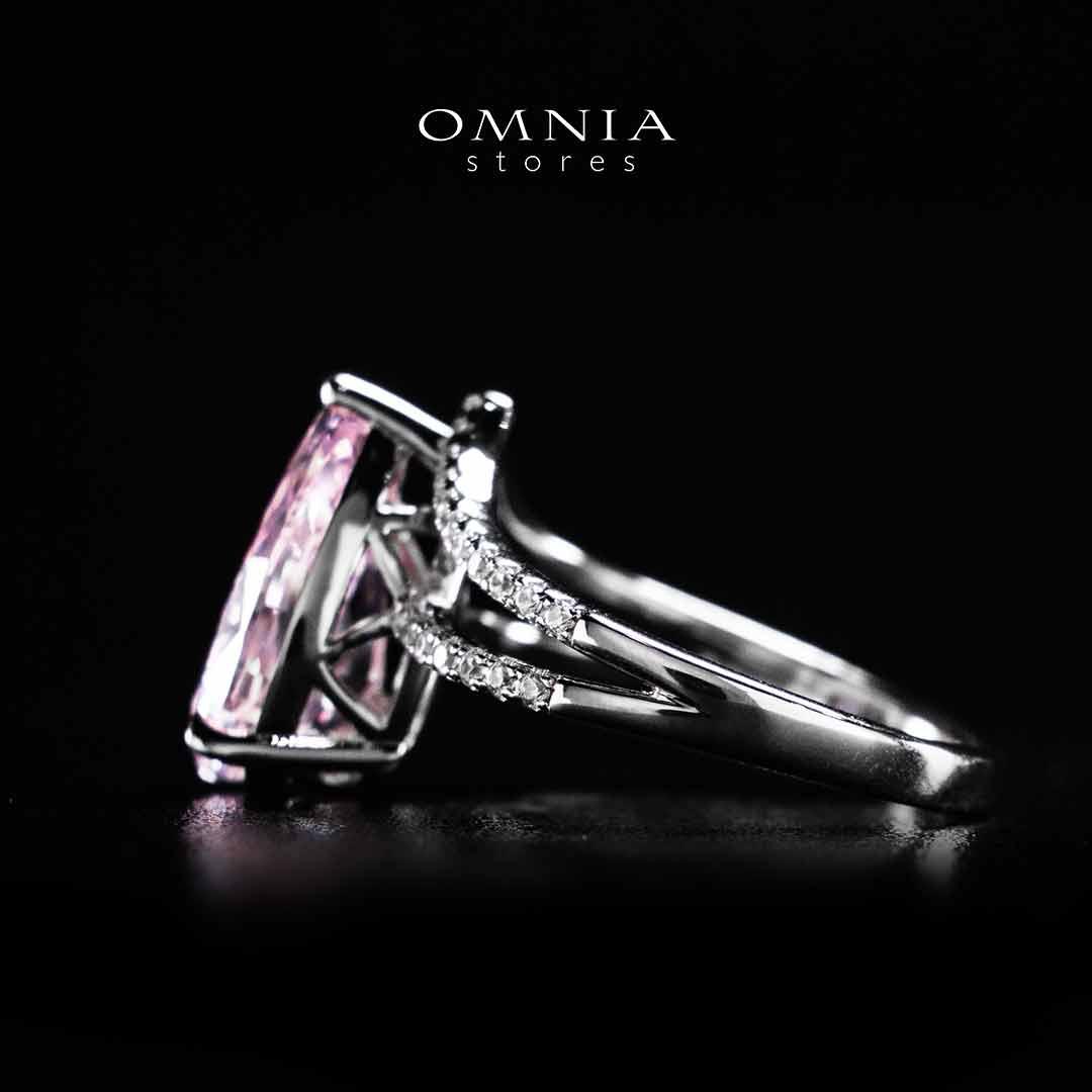 Omnia Zahina Pink and White Silver Ring In 925 Silver High Quality Certified Lab Crafted Stones