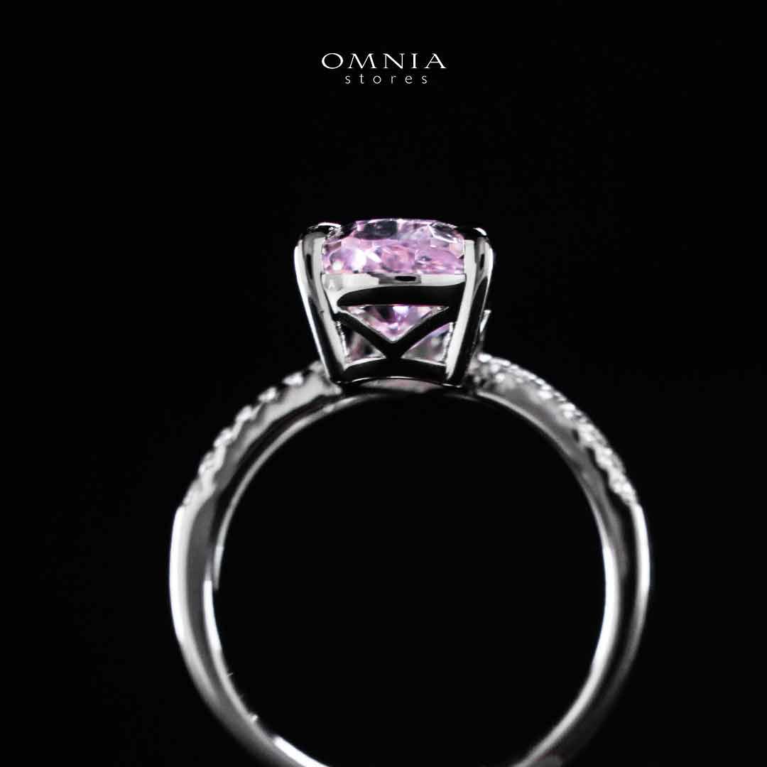Omnia Zahina Pink and White Silver Ring In 925 Silver High Quality Certified Lab Crafted Stones