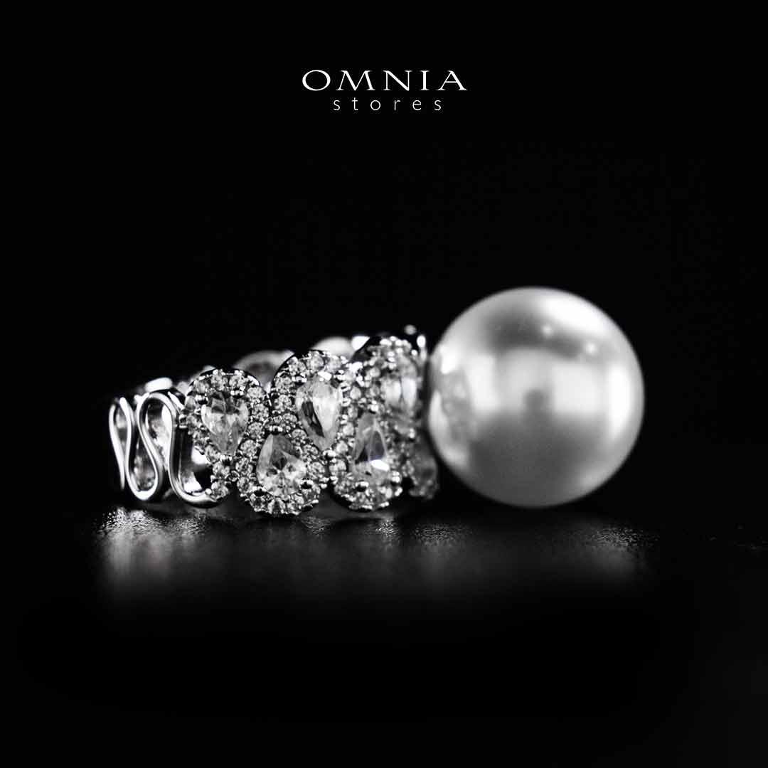 Omnia Salima Pearl White Silver Ring In 925 Silver High Quality Lab Crafted Stones