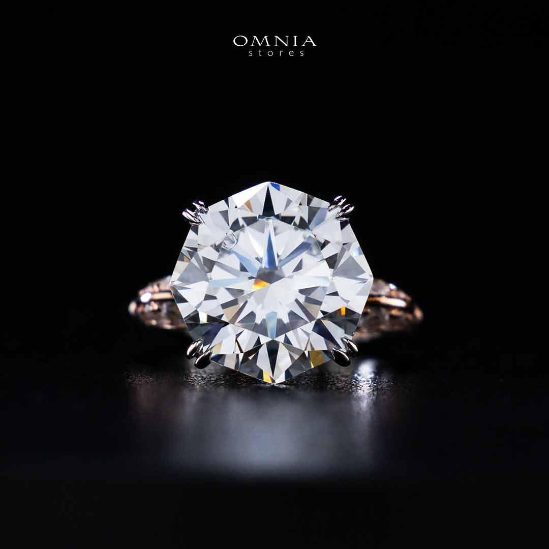 Omnia Muzna Rose Gold Silver Ring In 925 Silver High Quality Certified Lab Crafted Stones