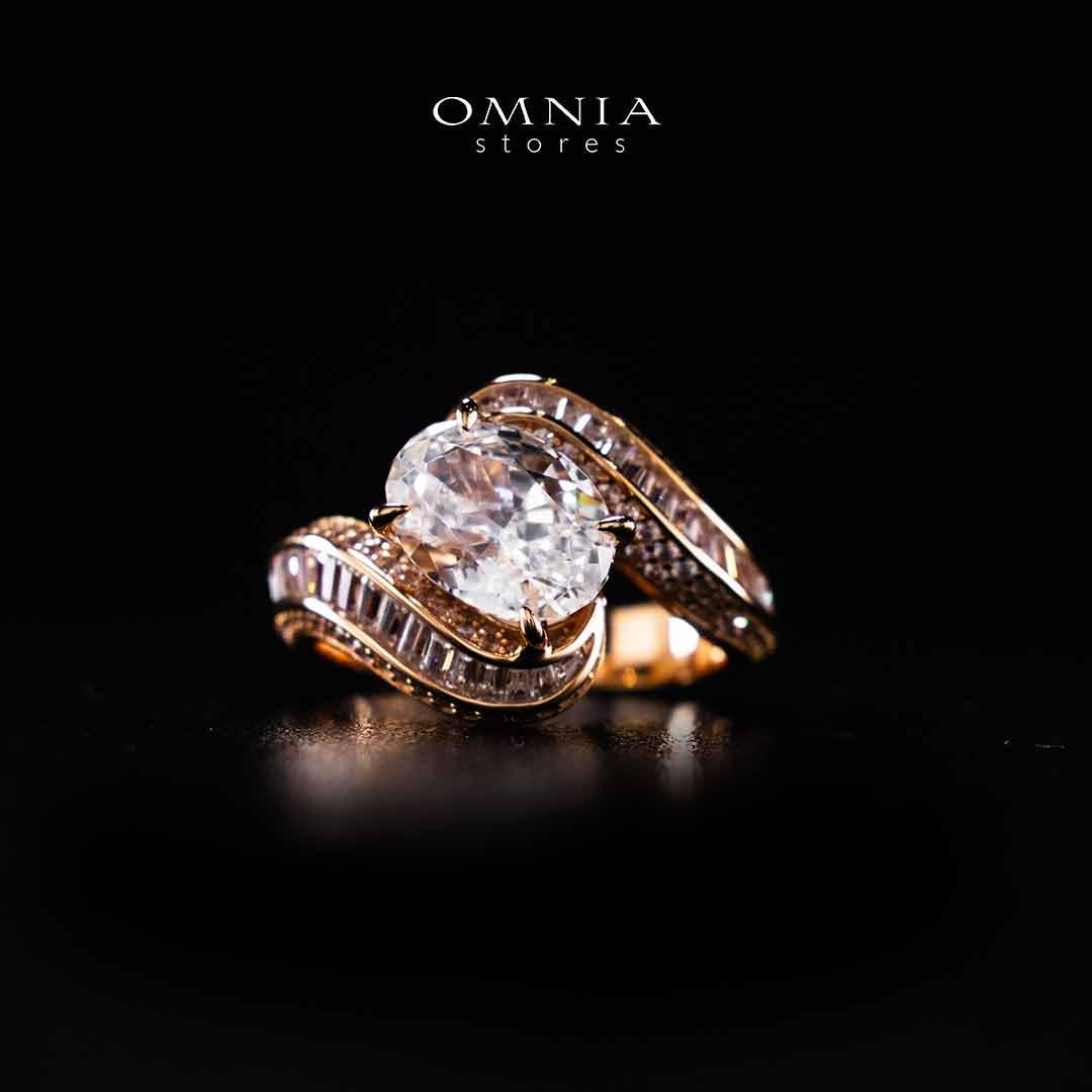 Omnia Rameen Rose Gold Twist Ring In 925 Silver High Quality Certified Lab Crafted Oval Cut Stones 3.5Ct