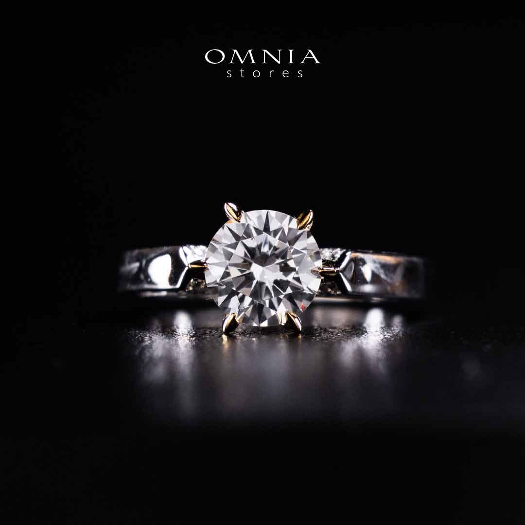 Omnia Mahnoor Gold With Silver Ring In 925 Silver High Quality Certified Lab Crafted Stones