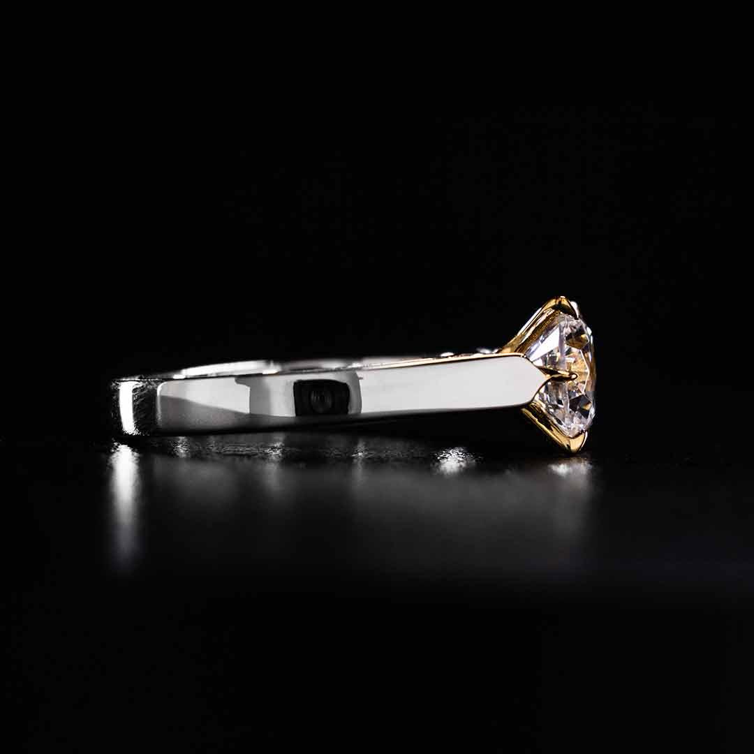 Omnia Mahnoor Gold With Silver Ring In 925 Silver High Quality Certified Lab Crafted Stones