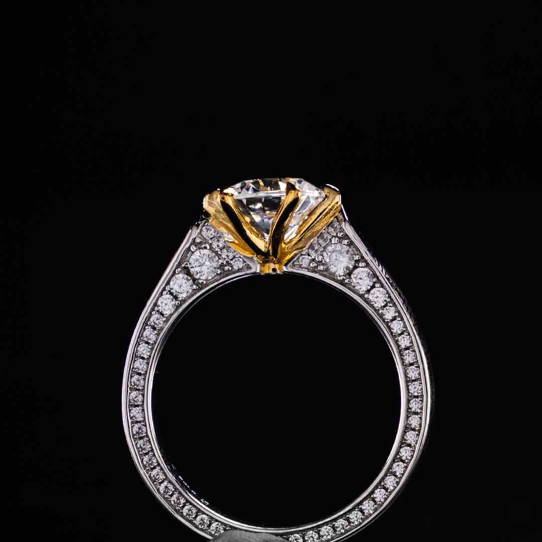 Omnia Mahnoor Gold With Silver Ring In 925 Silver High Quality Certified Lab Crafted Stones