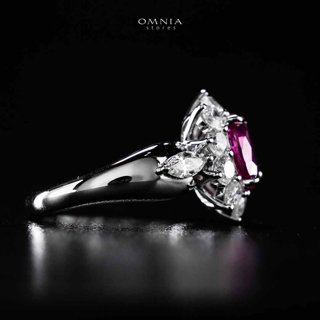 Omnia Zuhaina Flower Purple Silver Ring In 925 Silver High Quality Certified Lab Crafted Stones