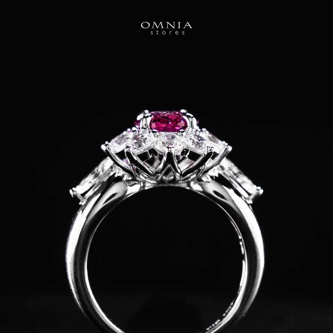 Omnia Zuhaina Flower Purple Silver Ring In 925 Silver High Quality Certified Lab Crafted Stones