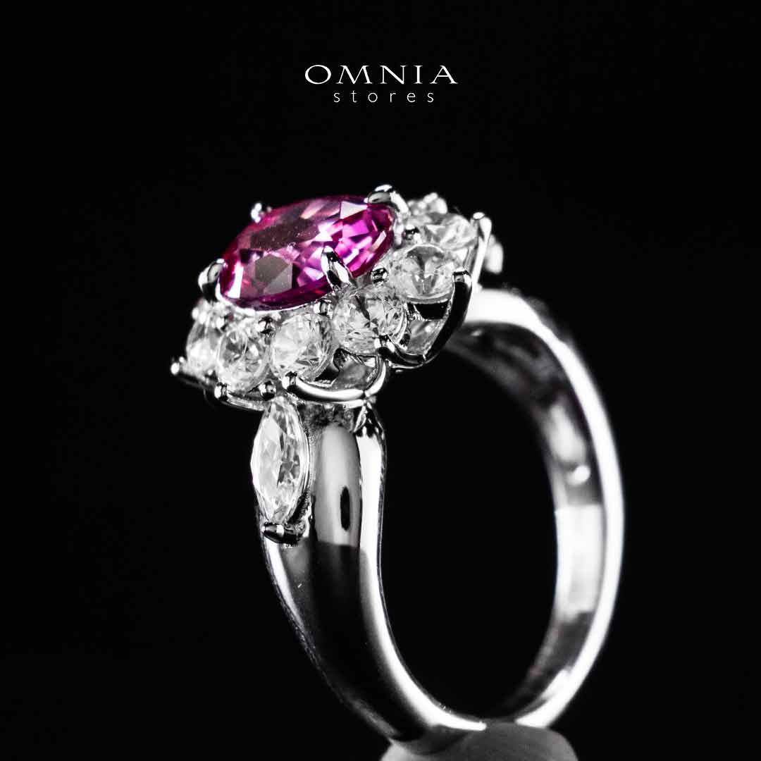 Omnia Zuhaina Flower Purple Silver Ring In 925 Silver High Quality Certified Lab Crafted Stones