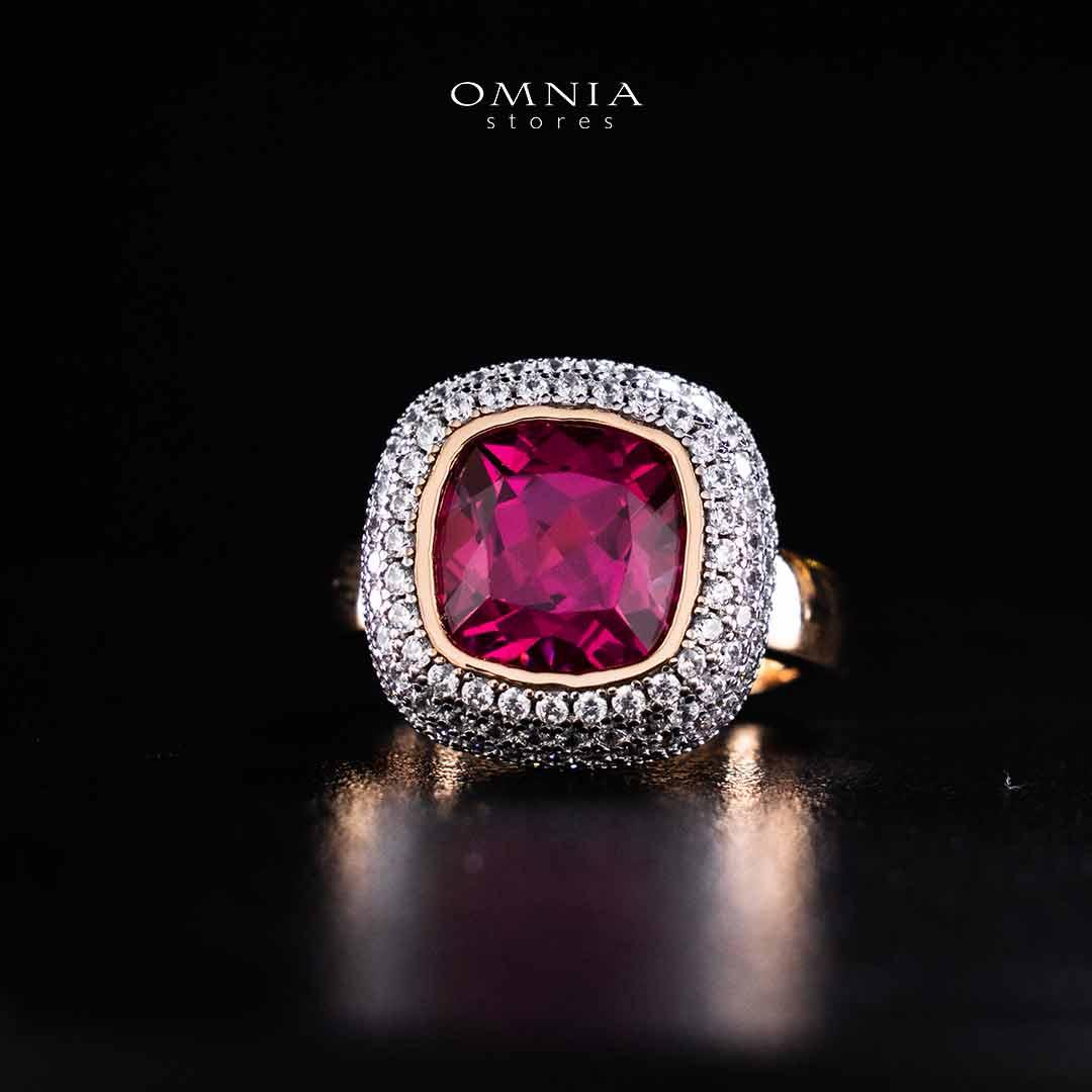 Omnia Rafidah Red Rose Gold Ring In 925 Silver High Quality Certified Lab Crafted Stones