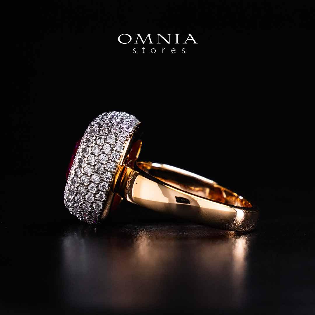 Omnia Rafidah Red Rose Gold Ring In 925 Silver High Quality Certified Lab Crafted Stones