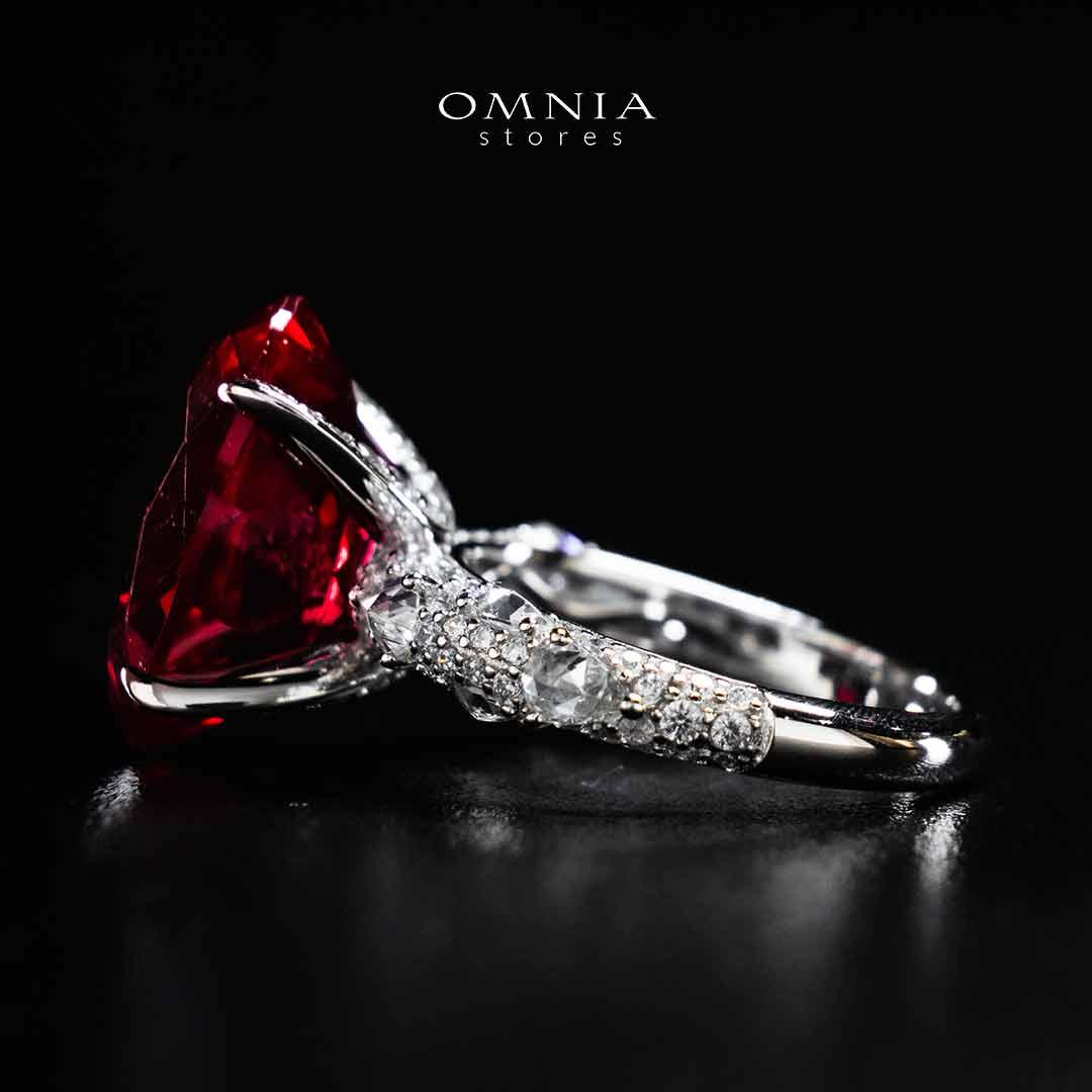 Omnia Hidaya Red Silver Ring In 925 Silver High Quality Certified Lab Crafted Stones