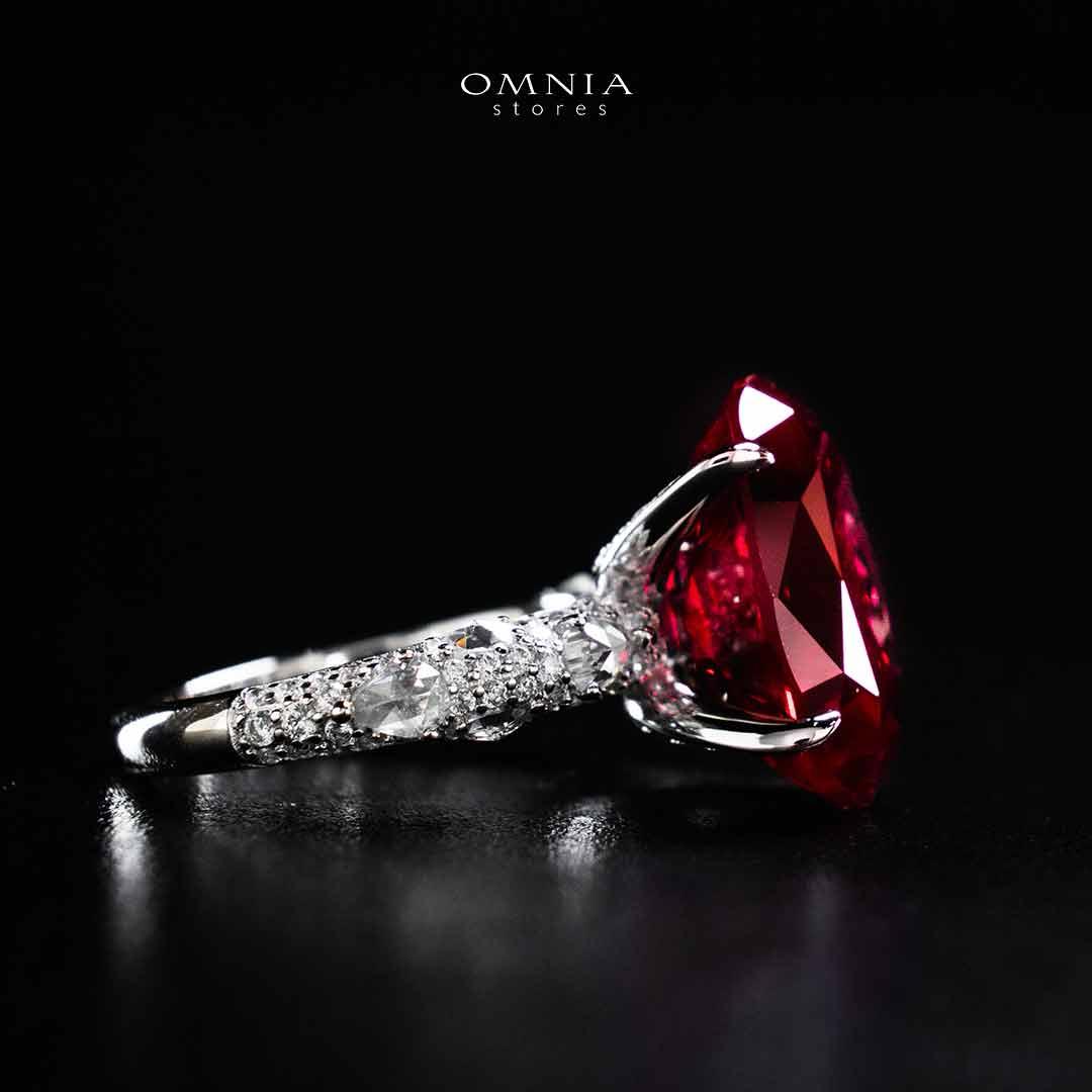 Omnia Hidaya Red Silver Ring In 925 Silver High Quality Certified Lab Crafted Stones