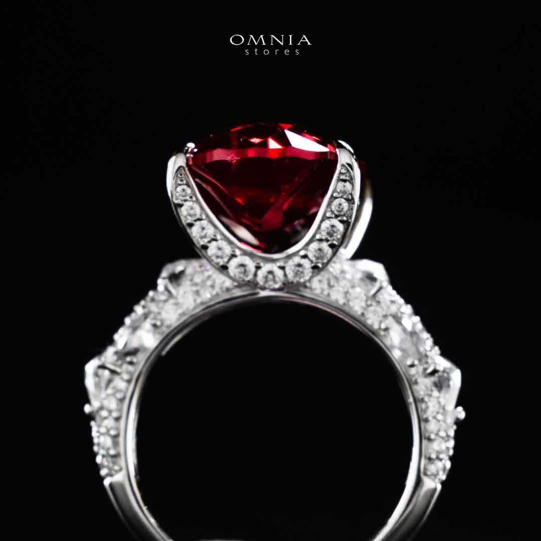 Omnia Hidaya Red Silver Ring In 925 Silver High Quality Certified Lab Crafted Stones