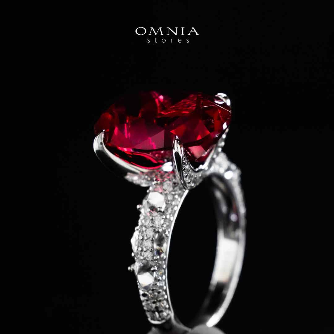 Omnia Hidaya Red Silver Ring In 925 Silver High Quality Certified Lab Crafted Stones