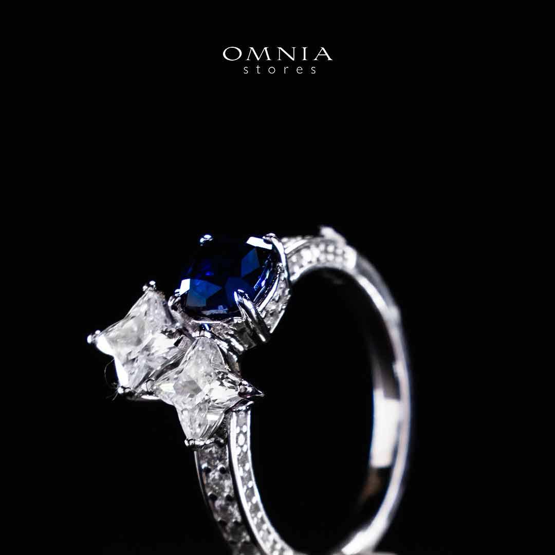 Omnia Rashida Star Blue Silver Ring In 925 Silver High Quality Certified Lab Crafted Stones