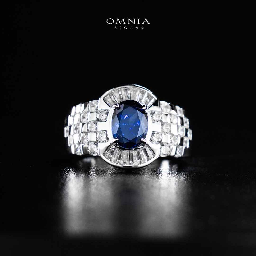 Omnia Zareena Blue Silver Ring In 925 Silver High Quality Certified Lab Crafted Stones