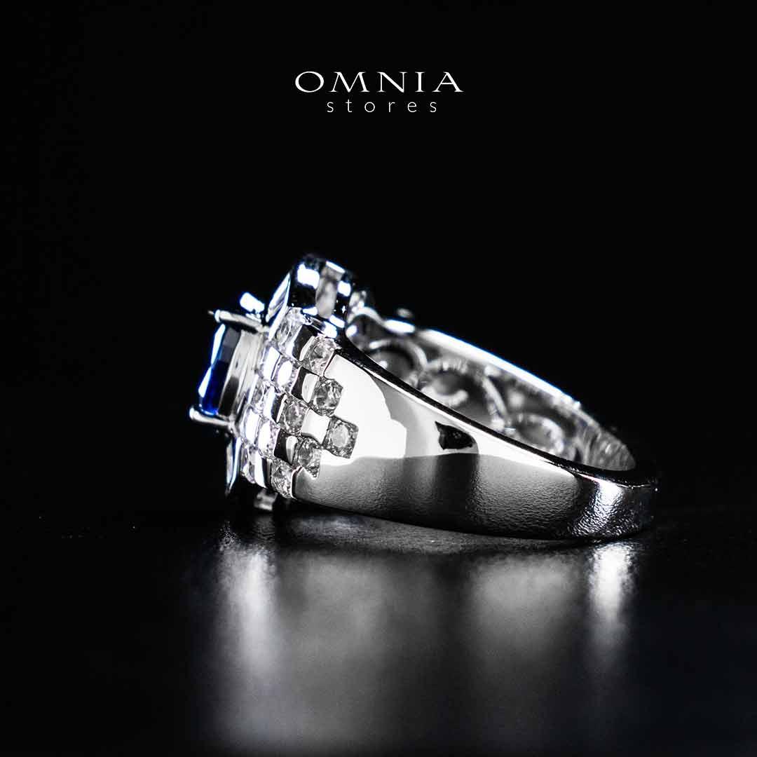 Omnia Zareena Blue Silver Ring In 925 Silver High Quality Certified Lab Crafted Stones