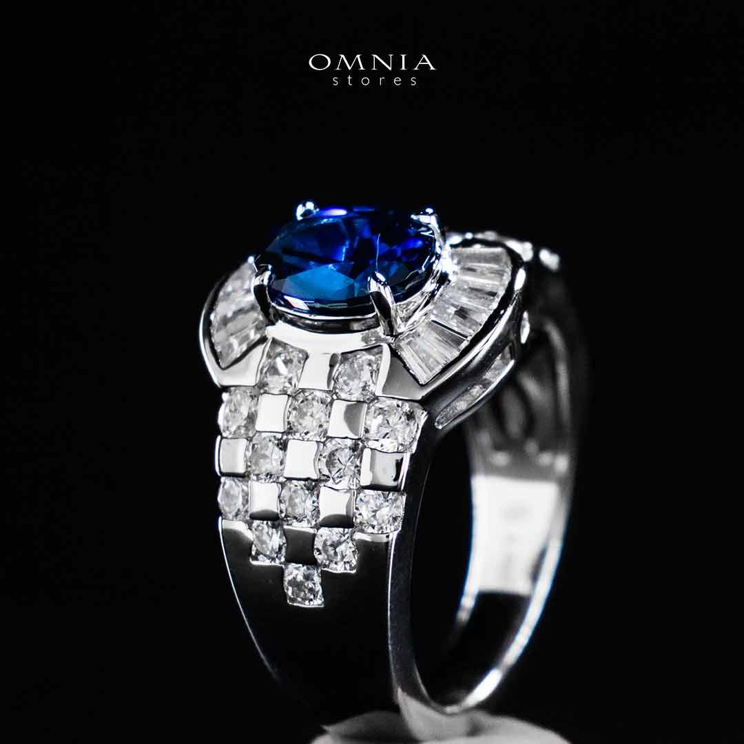 Omnia Zareena Blue Silver Ring In 925 Silver High Quality Certified Lab Crafted Stones