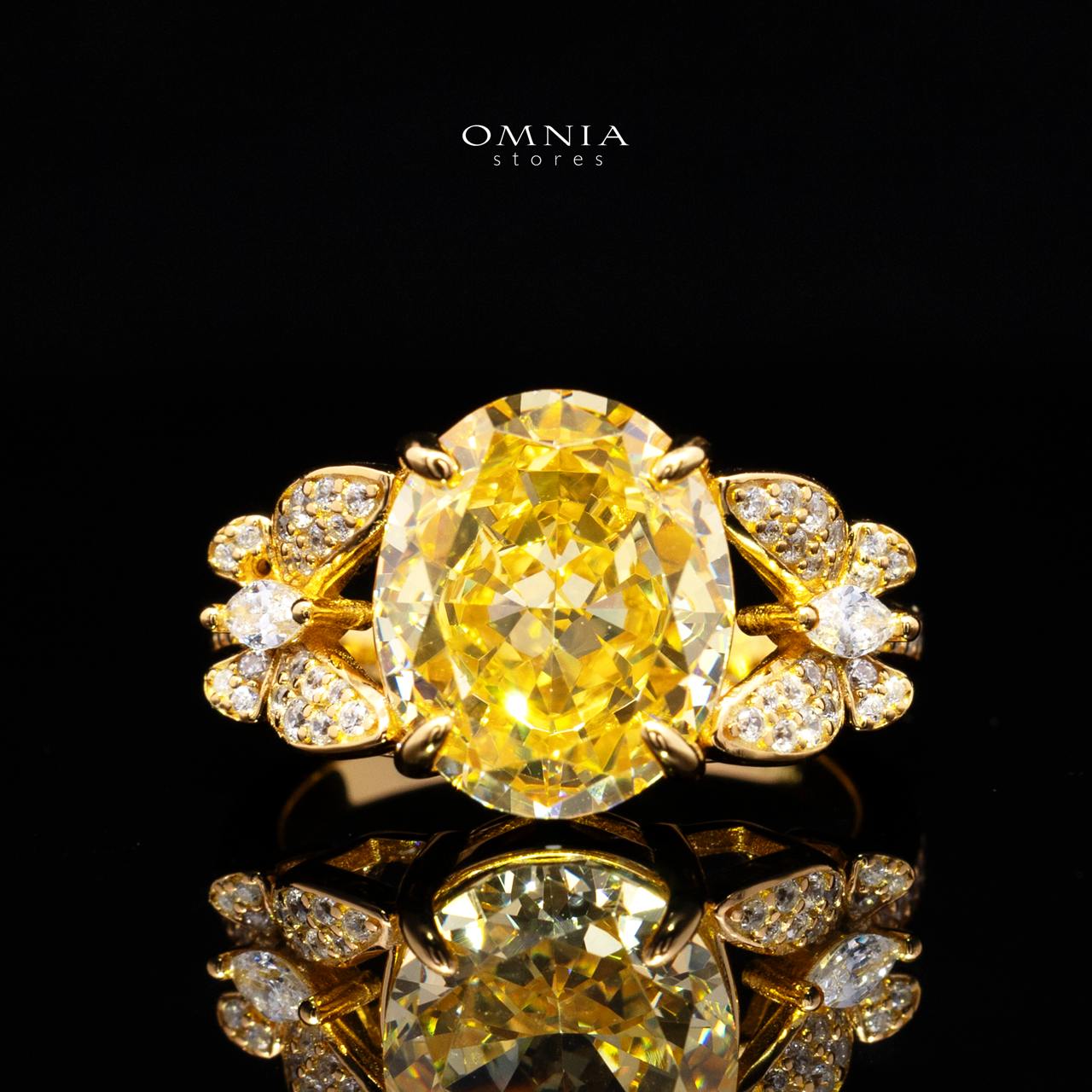 Omnia Maysun Yellow Gold Plated Full Set In 925 Silver High Quality Simulated Diamonds