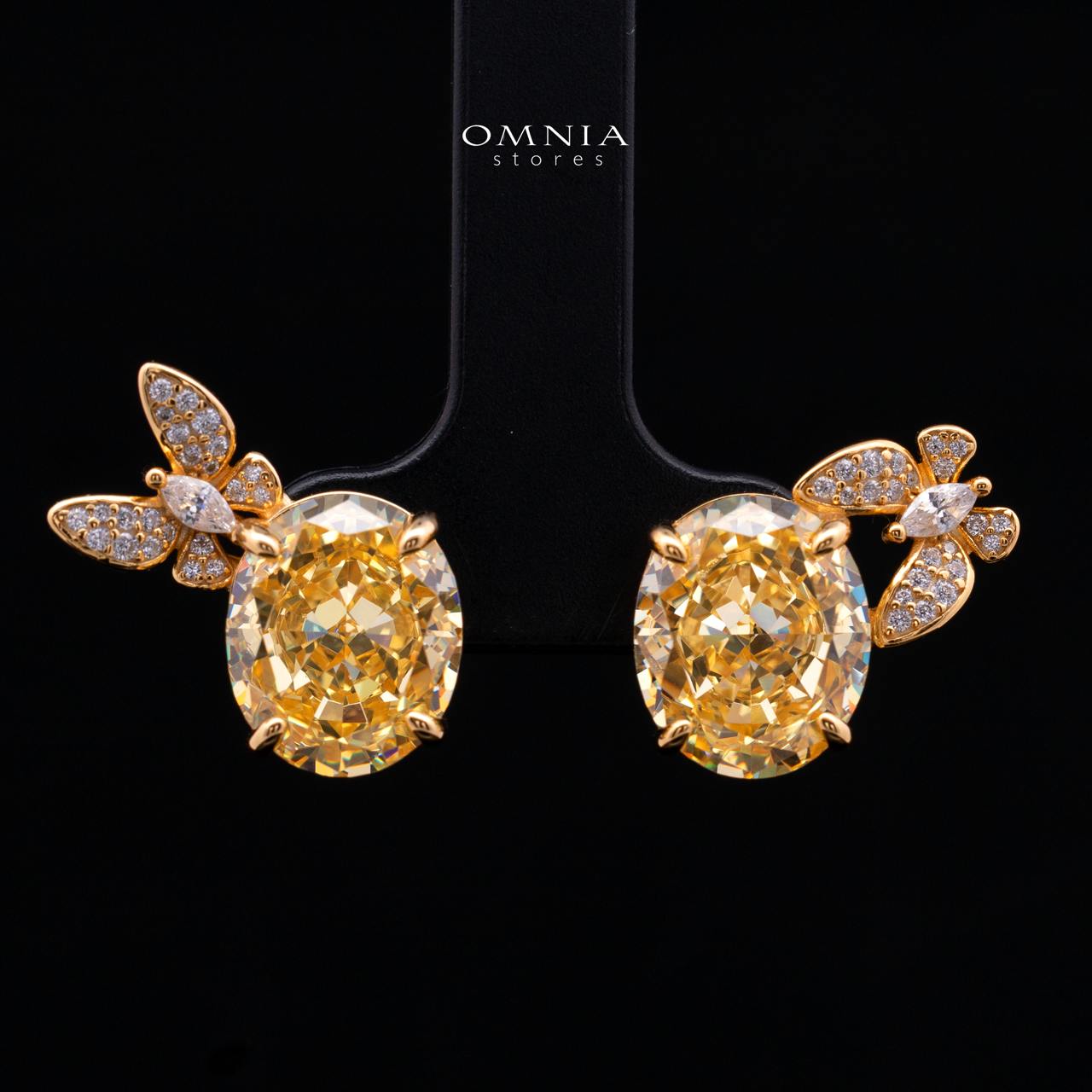 Maysun Pink Gold-Plated 925 Silver Earrings with Premium Simulated Diamonds