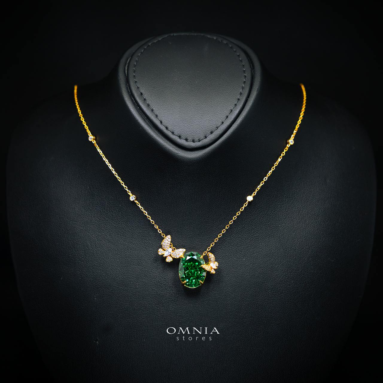 Omnia Maysun Green Gold Plated Full Set In 925 Silver High Quality Simulated Diamonds