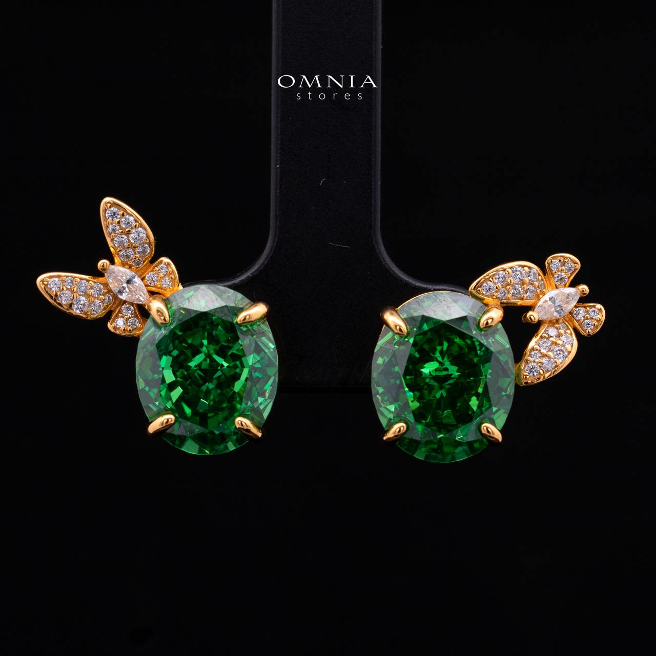 Omnia Maysun Green Gold Plated Full Set In 925 Silver High Quality Simulated Diamonds