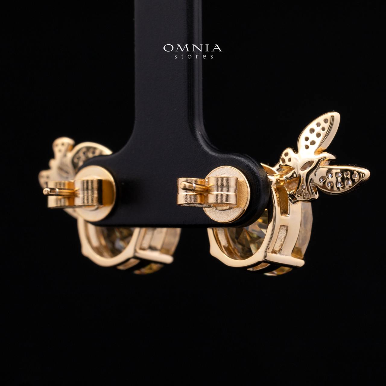 Maysun Pink Gold-Plated 925 Silver Earrings with Premium Simulated Diamonds