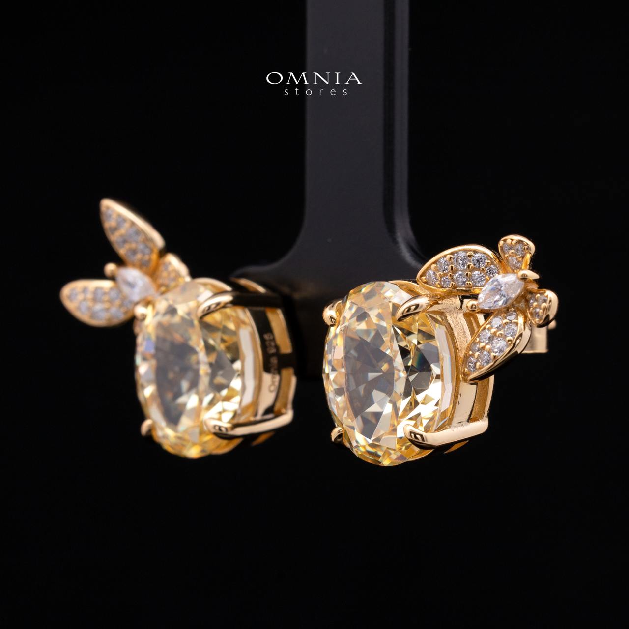 Maysun Pink Gold-Plated 925 Silver Earrings with Premium Simulated Diamonds