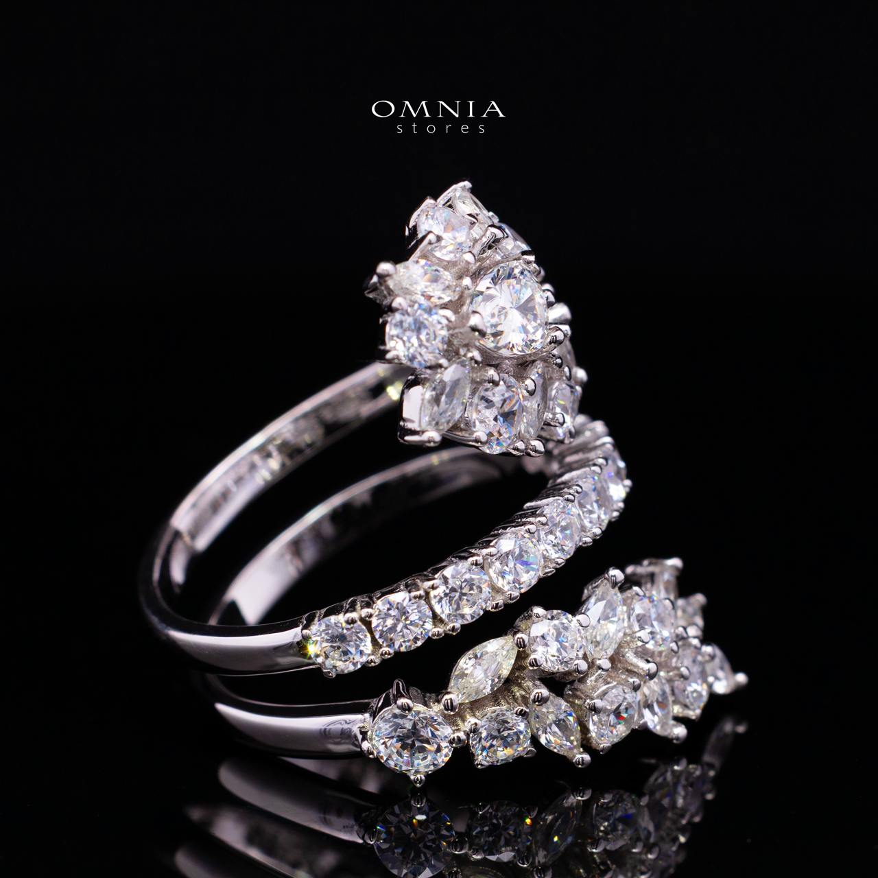 Raneen Ring with High Quality Premium Simulated Diamonds in 925 Silver