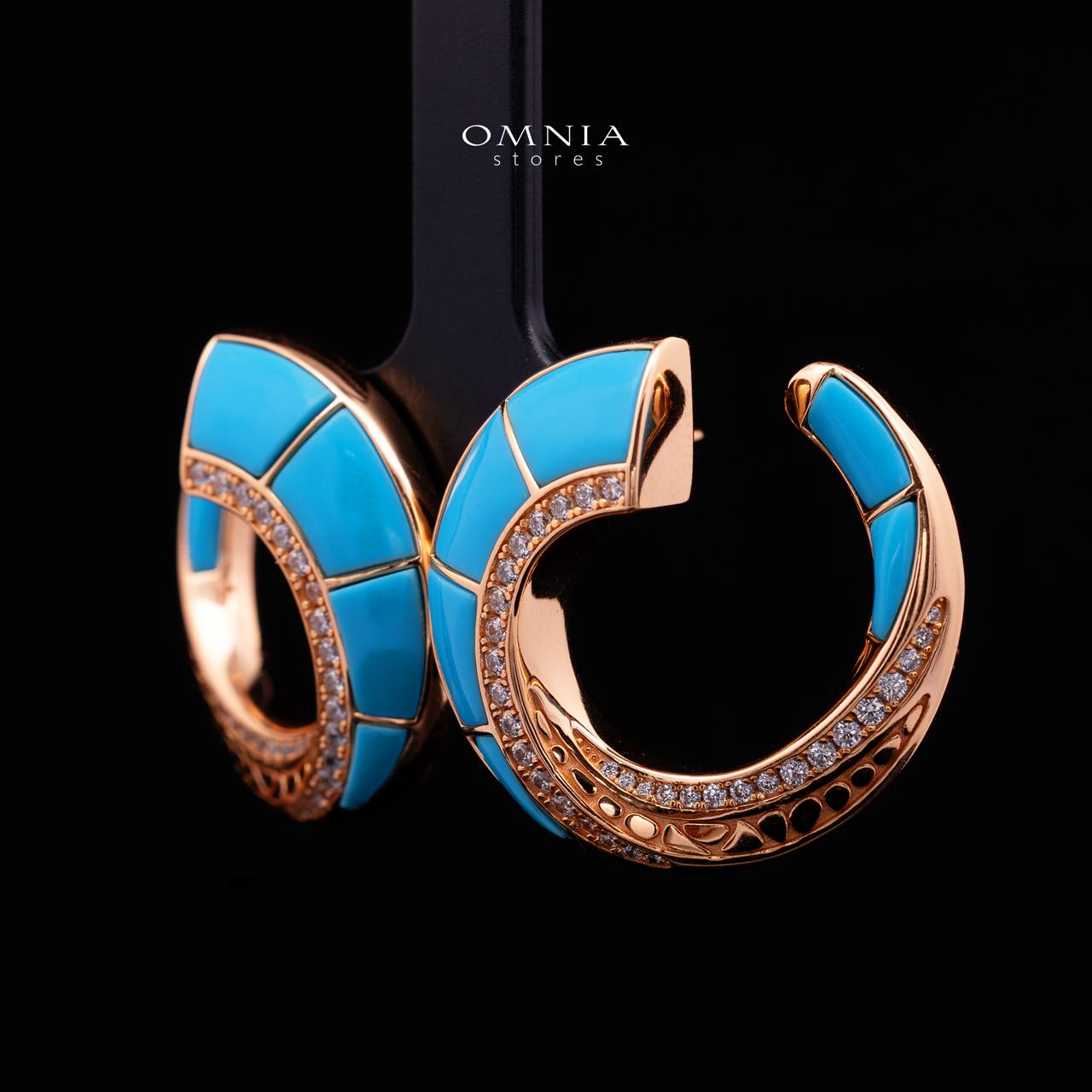 Tahiraa Turquoise Stud Earrings with High-Quality Premium Simulated Diamonds in 925 Sterling Silver