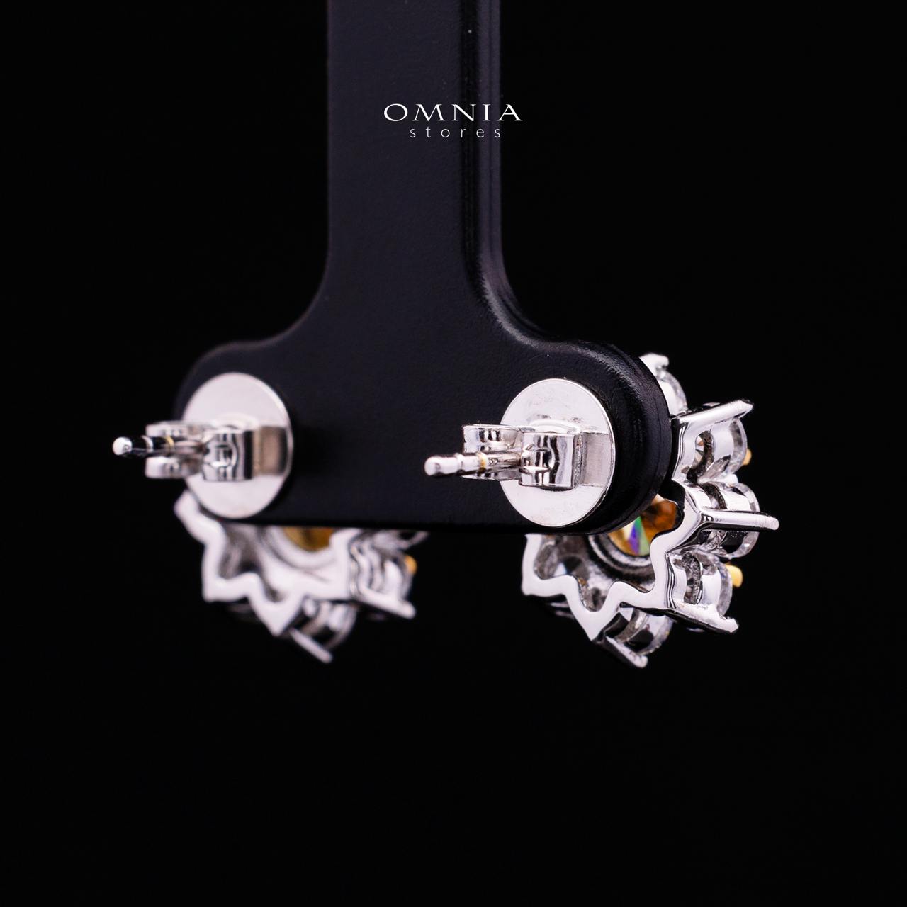 Talyra Yellow Flower Earrings with High-Quality Premium Simulated Diamonds in 925 Sterling Silver