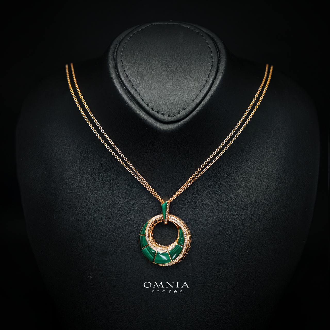 Emilia Green Gold-Plated Necklace with High-Quality Premium Simulated Diamonds in 925 Sterling Silver