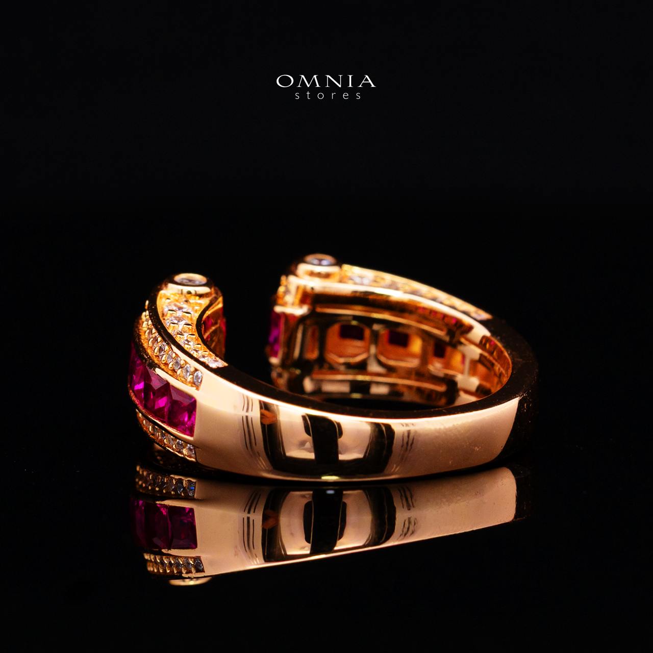 Isalyn Ruby Red Ring with High Quality Simulated  Diamond in 925 Silver