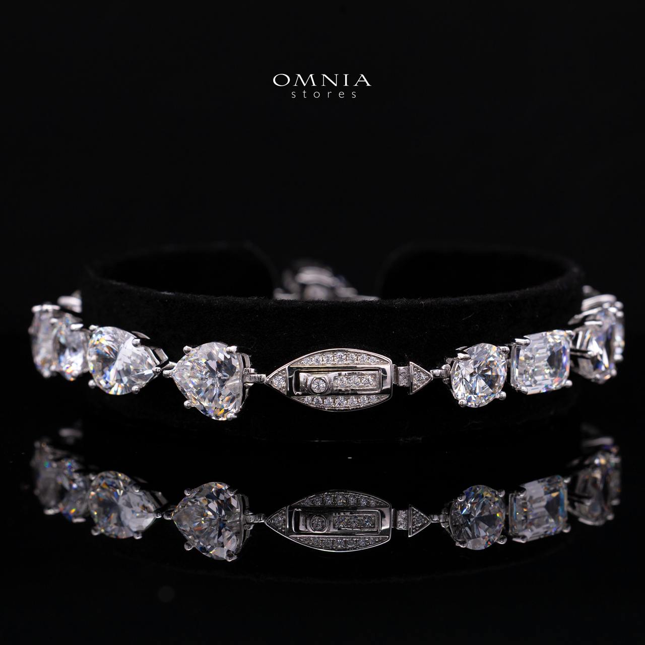 Elaria Multi-Shape Charm Eternity Bracelet with Premium Simulated Diamonds and Certificate in 925 Sterling Silver