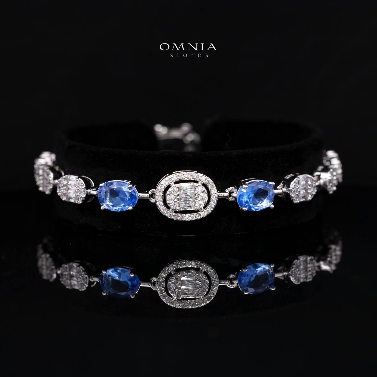 Fairuz Blue Luxury Full Set with Long Chain, High Quality Premium Zircon Stones & Rhodium Plated Finish