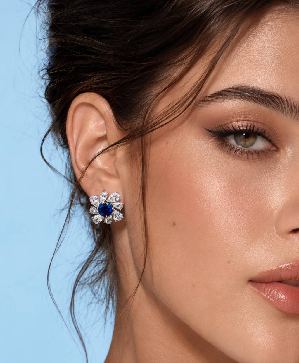 Jinan Lab Grown Sapphire Blue Stones With GRC Certified Earrings in 925 Silver
