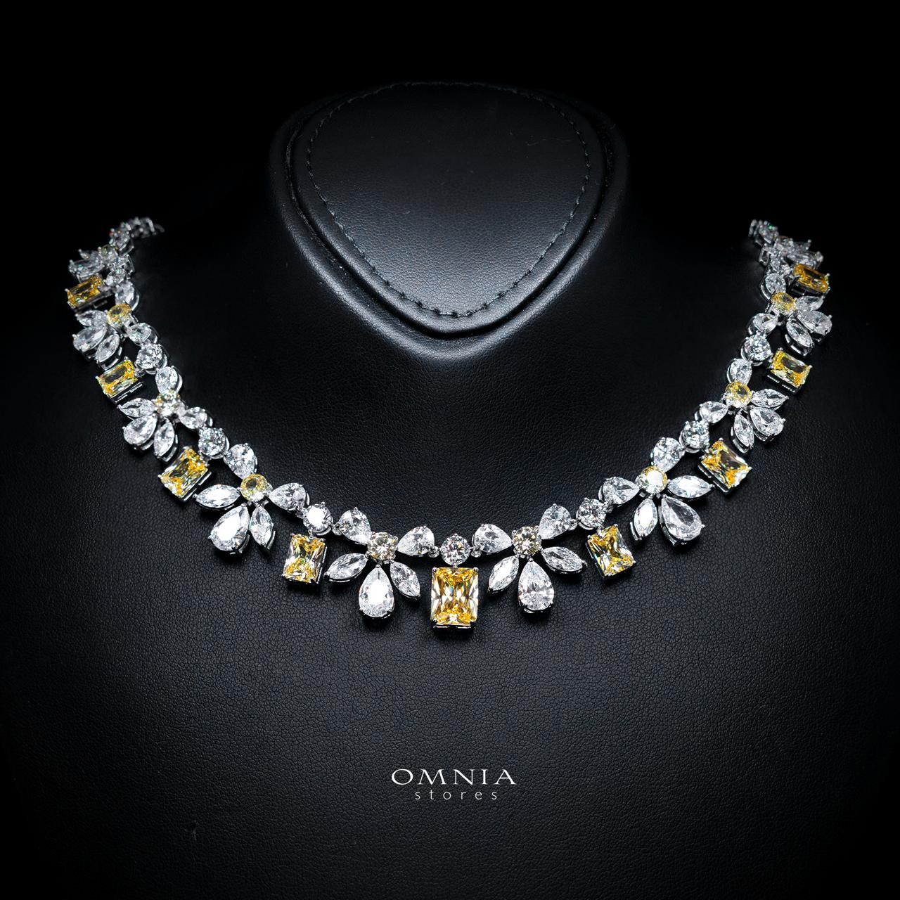 Rizza Yellow Luxury Bridal Full Set with High-Quality Simulated Diamonds – Rhodium Plated