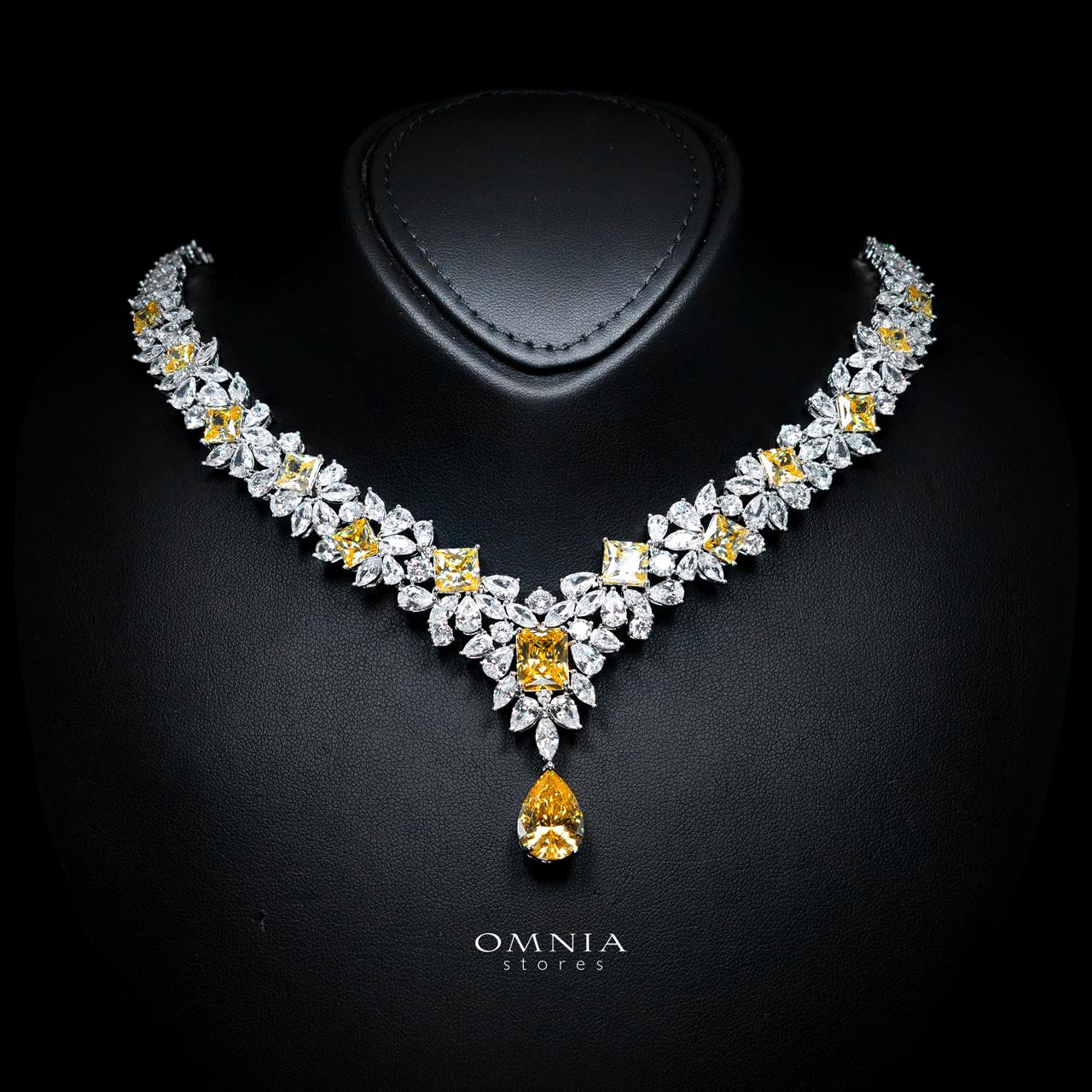 Christine Yellow Luxury Bridal Full Set with High-Quality Simulated Diamonds – Rhodium Plated
