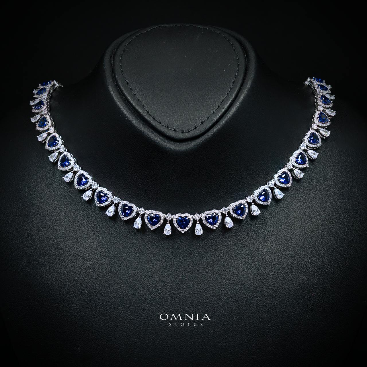 Talina Blue Luxury Bridal Full Jewelry Set with High-Quality Premium Simulated Diamonds-Rhodium-Plated
