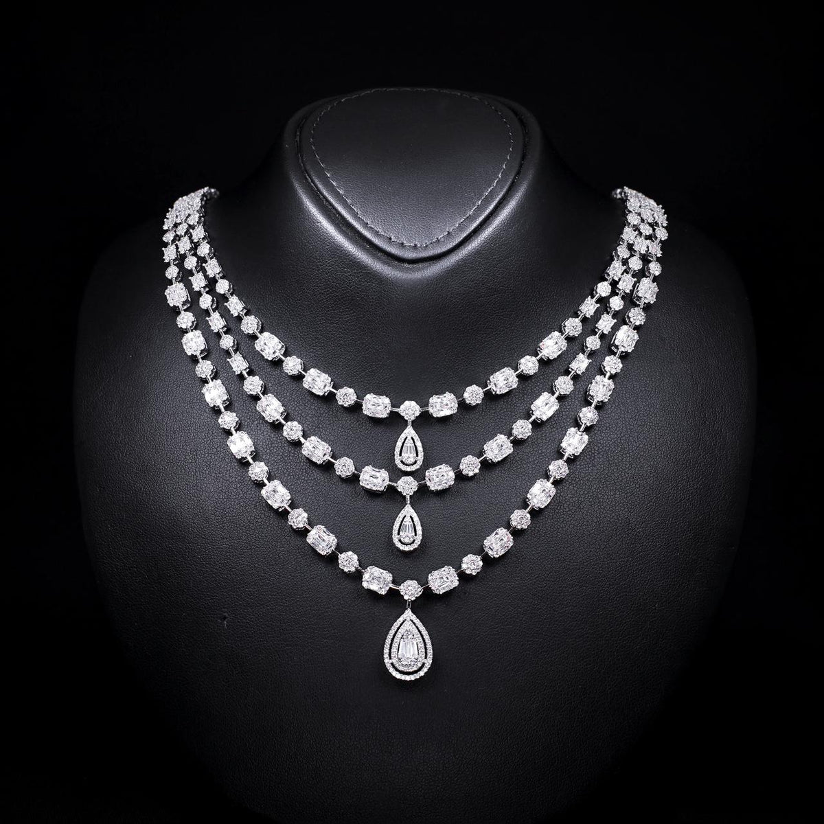 Rochelle White Luxury Bridal Full Set with High-Quality Zircon Stones Rhodium Plated