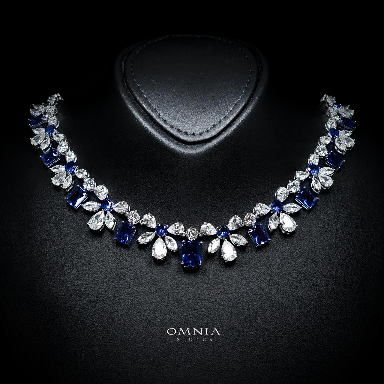 Rizza Blue Luxury Bridal Full Set with High-Quality Simulated Diamonds – Rhodium Plated