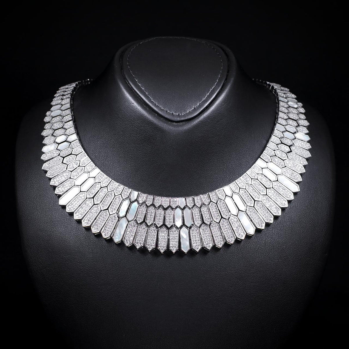 Maica White Luxury Bridal Full Set with High-Quality Zircon Stones Rhodium Plated