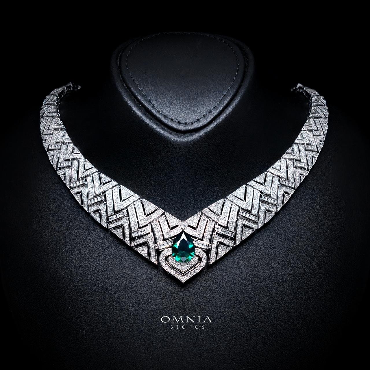 Daryan Green Luxury Bridal Full Set with High-Quality Simulated Diamonds – Rhodium Plated