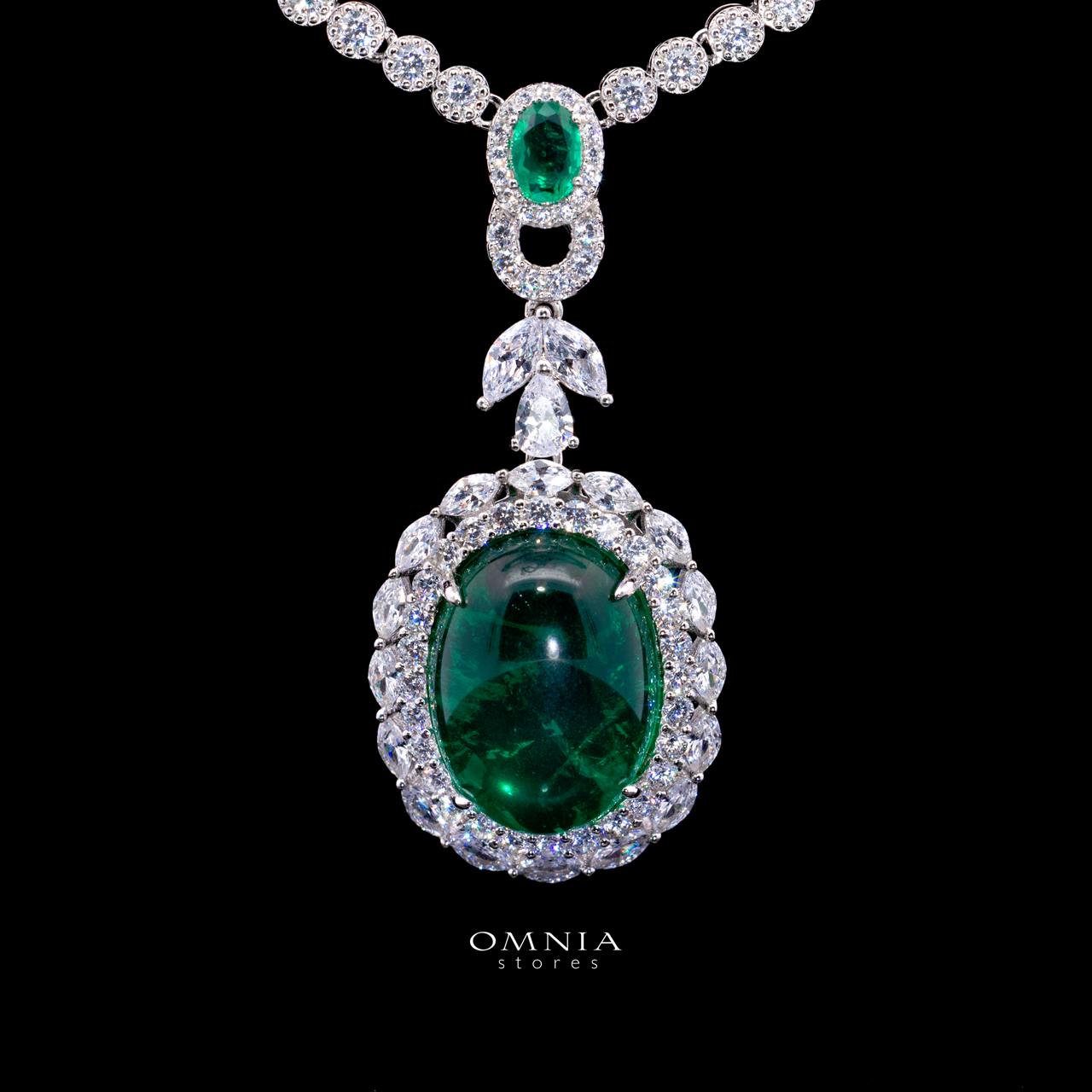 Victoria Green Necklace with High-Quality Premium Simulated Diamonds in 925 Sterling Silver