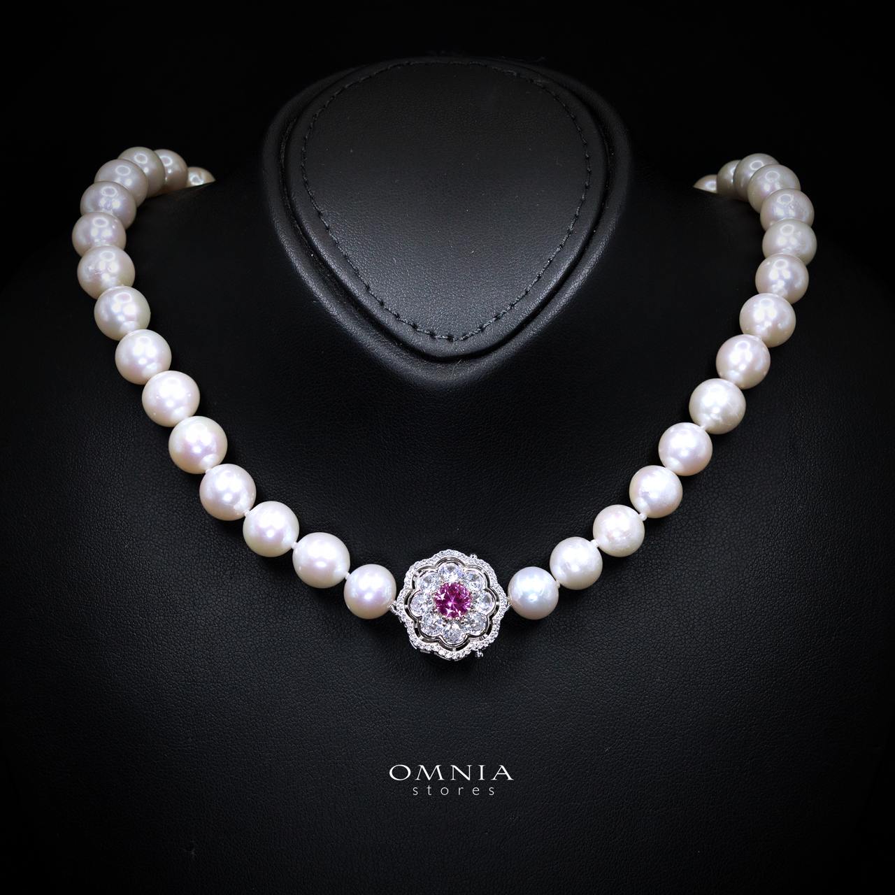 Omnia Ameenah Fresh Real Water Pearl Necklace and Bracelet Set in 925 Silver Accessories High Quality Simulated Diamonds