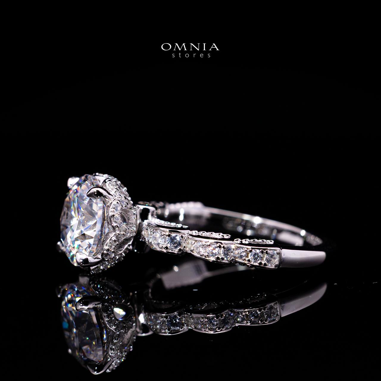 Ruffa Ring with Certified Premium Simulated Diamonds in 925 Sterling Silver