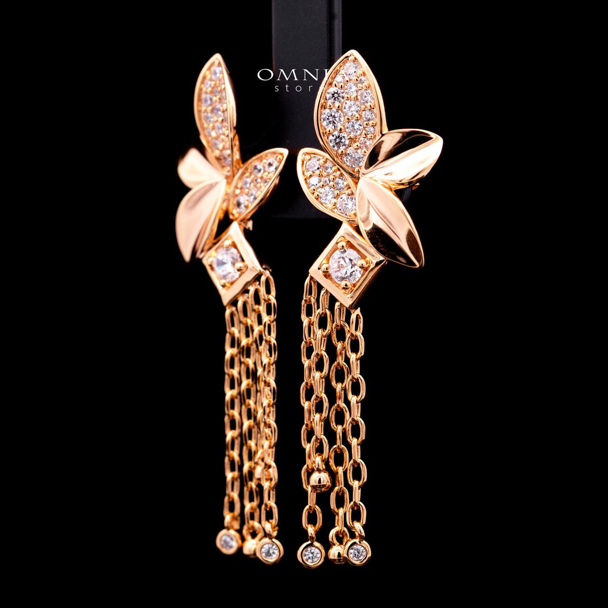 Althea Rose Gold Premium Rhodium-Plated Alloy Earring with High-Quality Simulated Diamonds