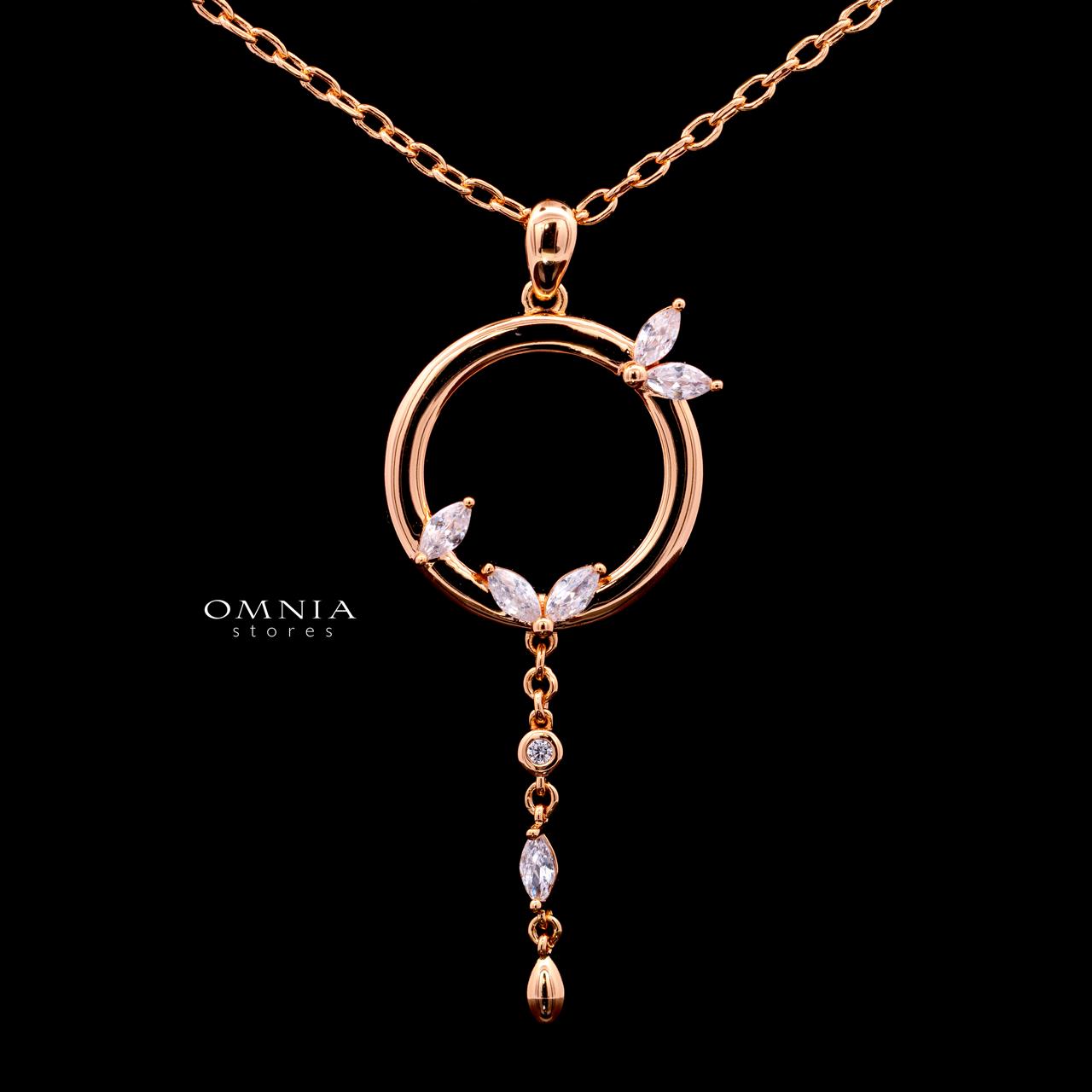 Stacey Rose Gold Premium Rhodium-Plated Alloy Necklace with High-Quality Simulated Diamonds